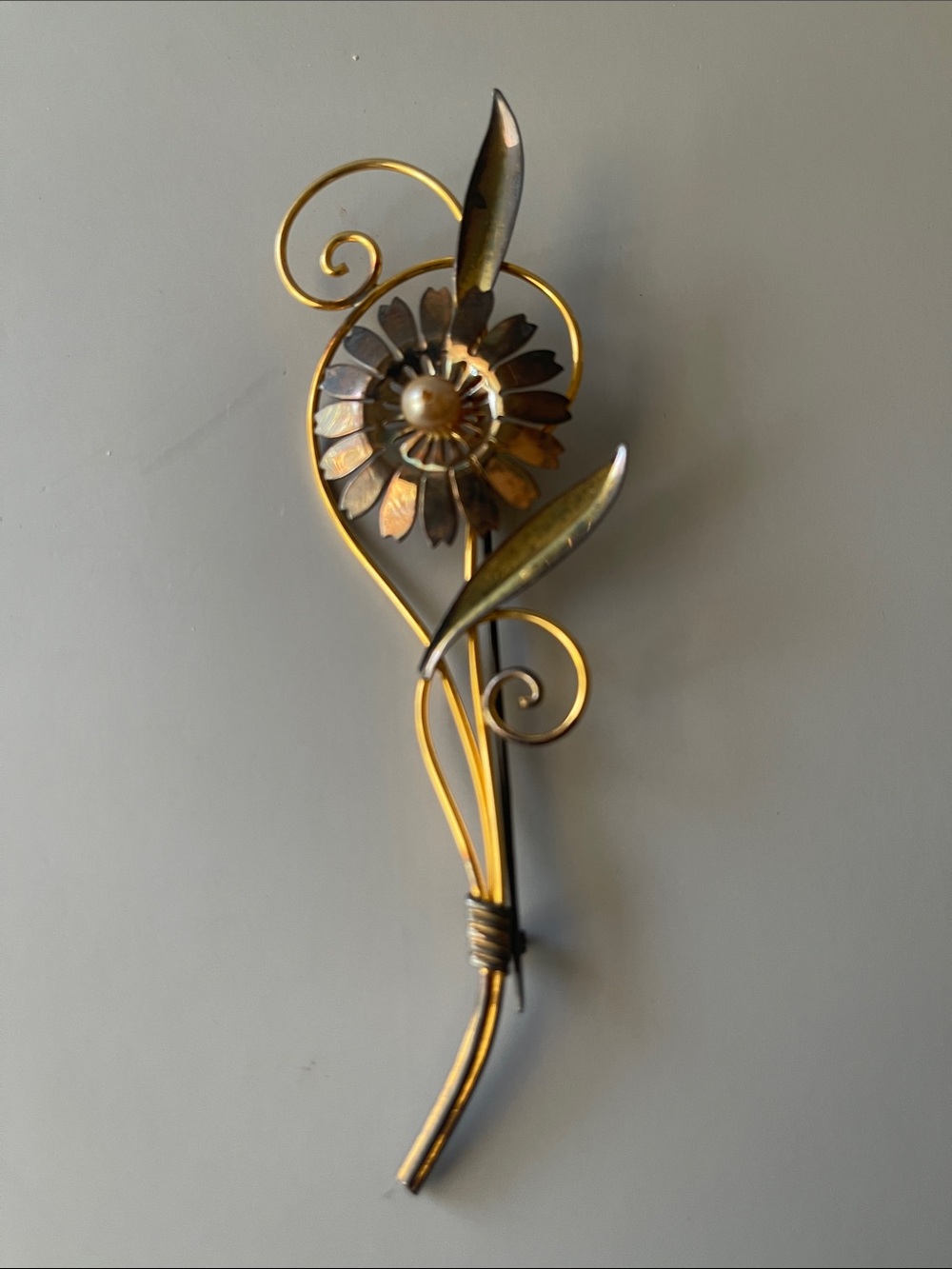 Van Dell Floral Gold-Tone and Bronze Brooch Pin - Women Jewelry Brooches